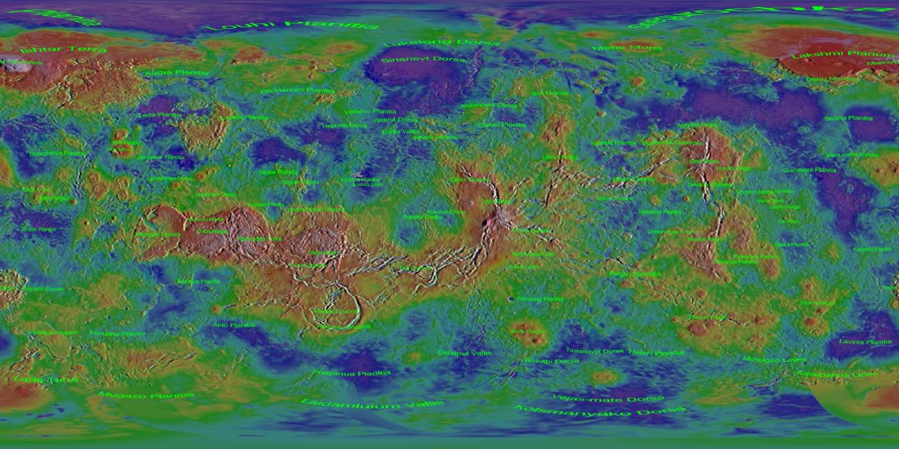 Carte du relief de Venus